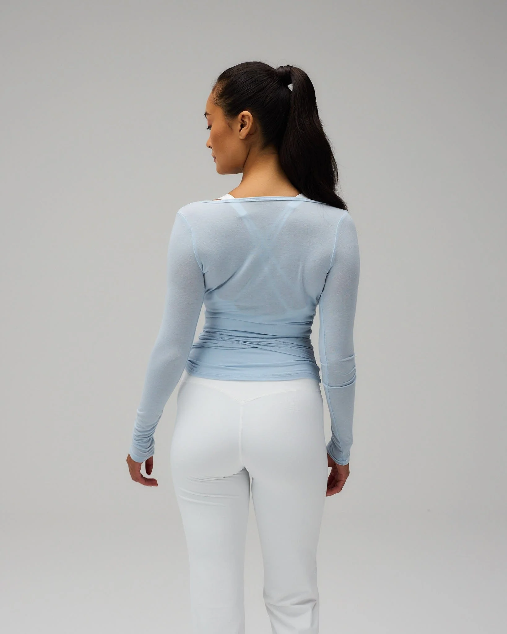 Ballet Wrap Blouse - Powder Blue - Image 2