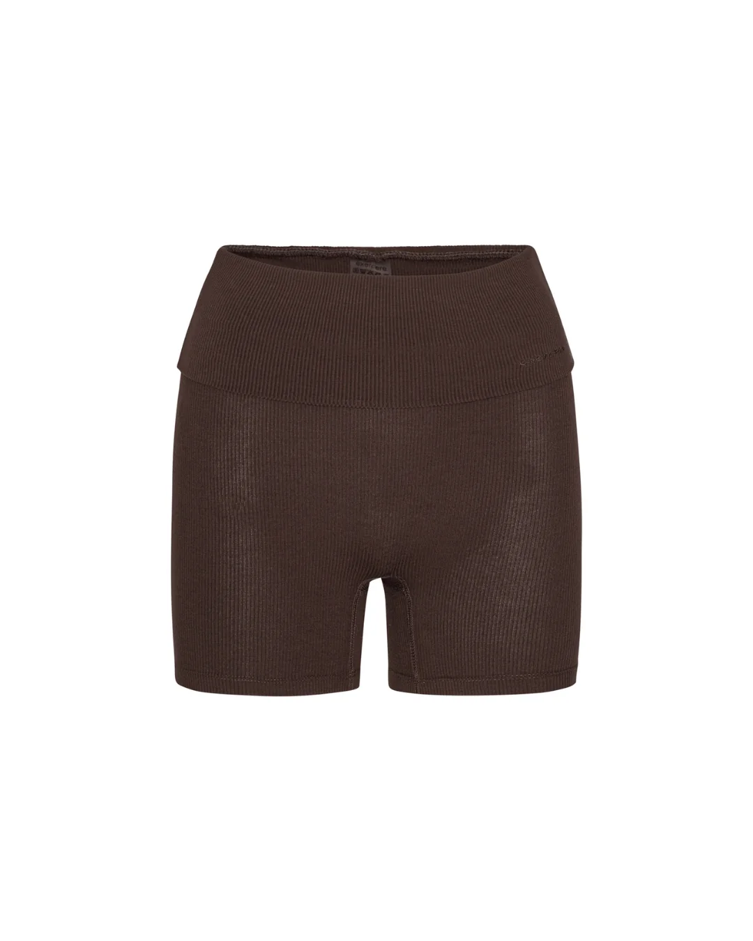 Rib Fold Over Shorts - Pecan Brown - Image 4