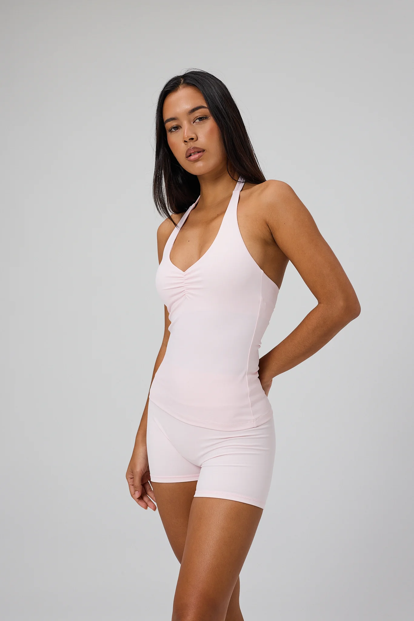 Scrunch Halter Tank Top - Soft Pink - Image 8